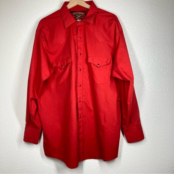 Red Rider Men's Western Shirt Button Down XXL Red Rodeo Snap Buttons Cowboy - Picture 3 of 15